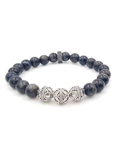 Bracelet Djoelah de Jadium argent et obsidienne marron polie or