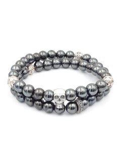 bracelet hematite skull