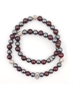 bracelet perles argent hematite grenat crane 2
