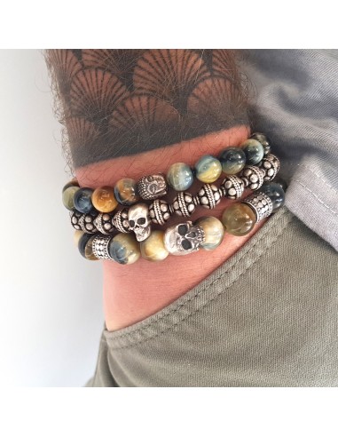 Hestia Skull, bracelet homme argent 925