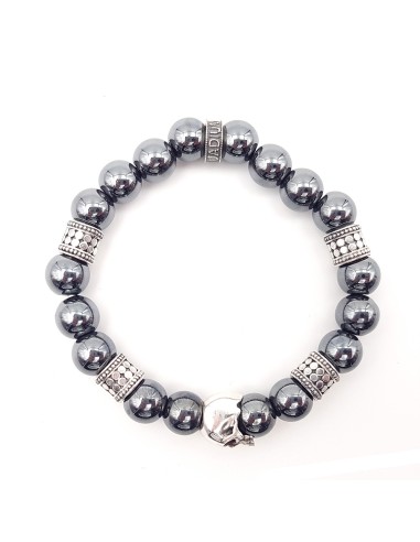 Darkness Skull Precious en hématite et argent massif