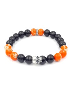 Bracelet Springfield en Régalite orange et onyx noir