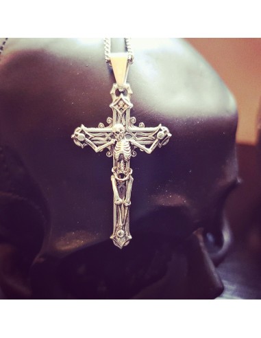 Pendentif Croix Skull argent massif Jadium