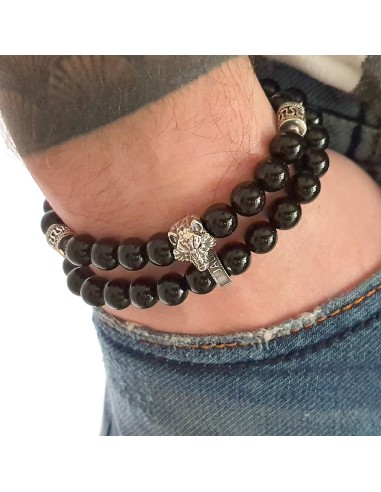 Bracelet onyx noir Jadium Loup de Johnny