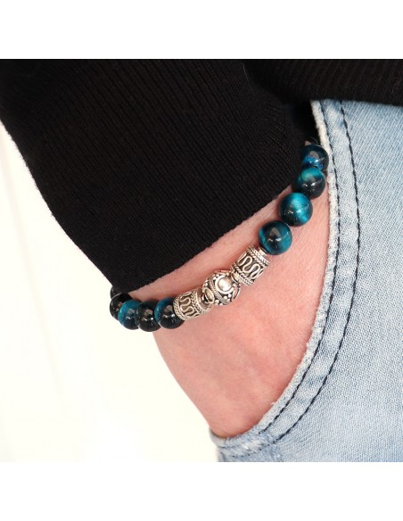 bracelet de perles bleu royal perles argent 925