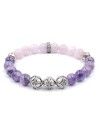 Bracelet argent massif alternant Kunsite et charoite et perles balinaises argent massif