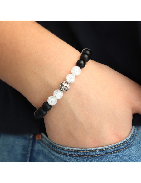Bracelet Femme argent 925 avec perles Kunsite et charoite et perles bali