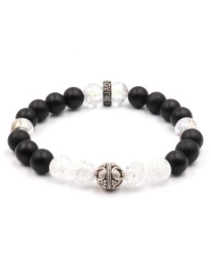 Bracelet argent massif alternant Kunsite et charoite et perles balinaises argent massif
