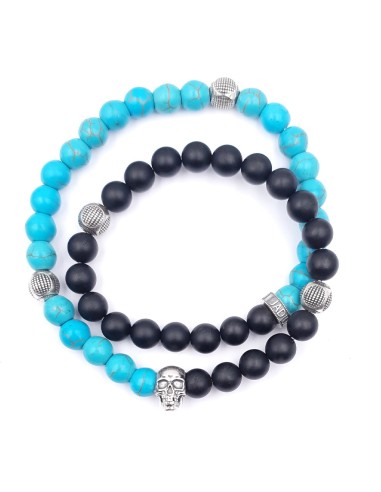 Bracelet femme bleu et noir et argent 925