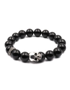 Bracelet homme onyx brillant noir argent massif Jadium