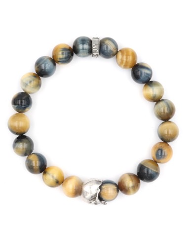 bracelet oeil de tigre fancy skull argent massif