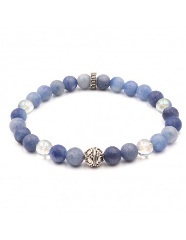Bracelet Femme aventurine bleu et cristal de roche électro bleu
