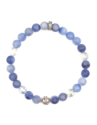 Bracelet Femme aventurine et quartz bleu argent massif