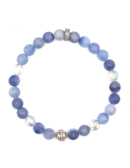Bracelet Femme aventurine et quartz bleu argent massif