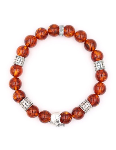 Bracelet skull ambre argent