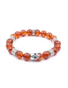 Bracelet skull en ambre et aegent