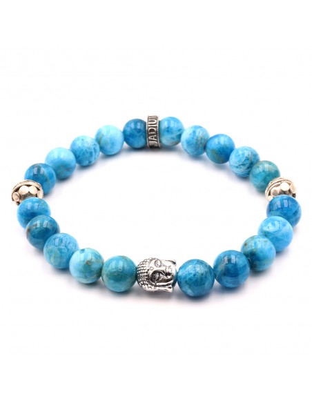 bracelet argent 925 et perles apatite bleu