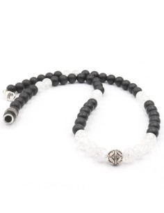 Collier argent massif alternant Kunsite et charoite et perles en argent massif