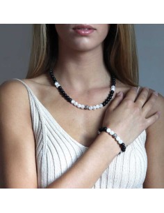 Collier argent massif alternant Kunsite et charoite et perles en argent massif 2