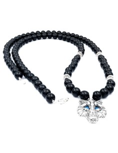 Duo Loup tatouage de johnny en argent et perles onyx 2
