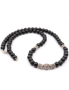 Duo perles en onyx et argent, homme et femme 2