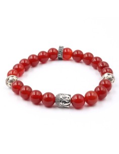 Bracelet bouddha perles cornaline et argent
