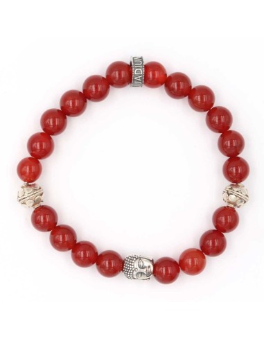 Bracelet bouddha perles cornaline et argent