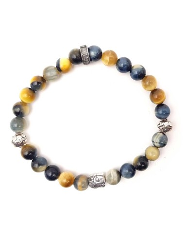 Jadium, bouddha, oeil de tigre fancy et argent massif