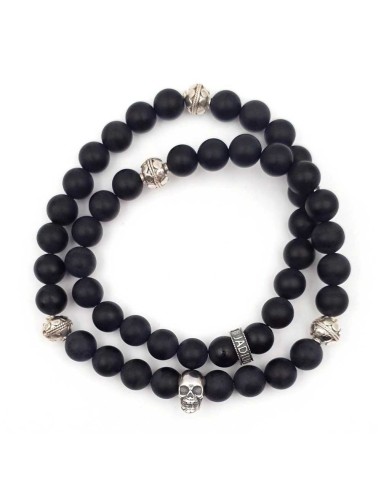 Bracelet Rival skull double rang Jadium