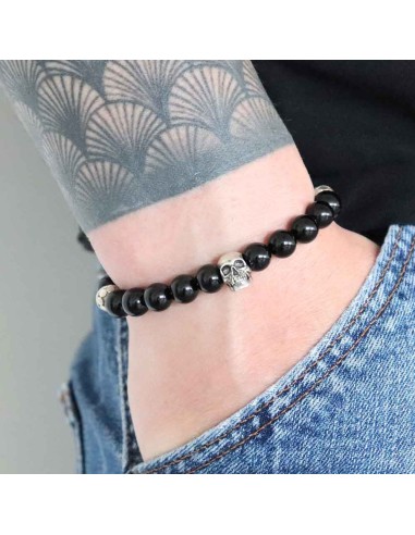 Bracelet Jadium Dark Shinning skull en onyx brillant et argent 925