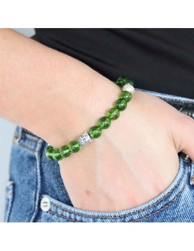 Bracelet bouddha perles péridot et argent