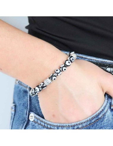 Bracelet Hadès en perles Dzi tibétaine et en argent 925