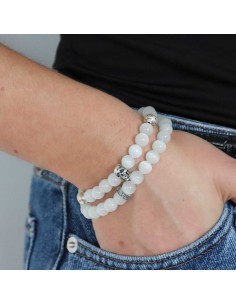 Bracelet skull et perles oeil de chat et argent 925 2