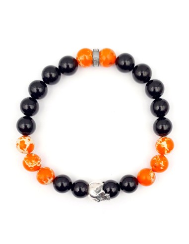 Bracelet Springfield en Régalite orange et onyx noir