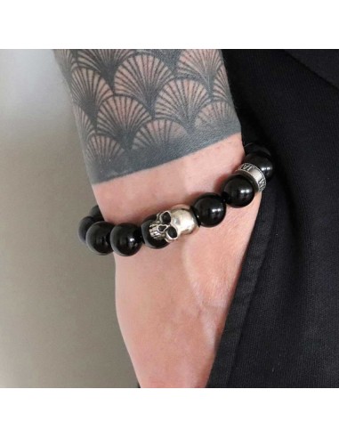 Bracelet homme onyx brillant noir argent massif Jadium