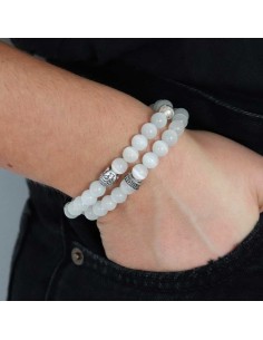 Bracelet double rang femme en œil de chat et argent 925 2