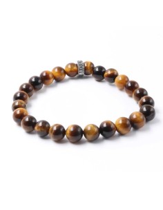 Bracelet Savannah en perles œil de tigre et la rondelle Jadium