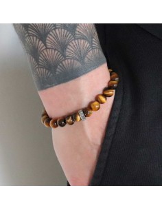 Bracelet Savannah en perles œil de tigre et la rondelle Jadium 2