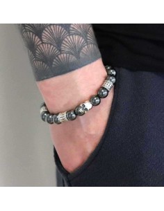 Bracelet rock perles hematite crane 2
