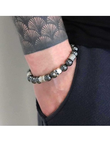 Darkness Skull Precious en hématite et argent massif