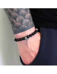 Bracelet en agate à facettes noir et argent 925 2