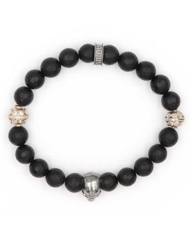 Bracelet en agate à facettes noir et argent 925