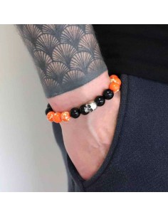 Bracelet Springfield en Régalite orange et onyx noir 2