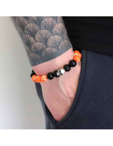 Bracelet Springfield en Régalite orange et onyx noir