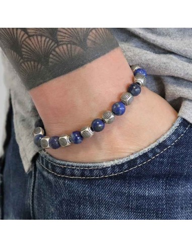 Bracelet Silky, perles Lapis Lazuli et argent massif