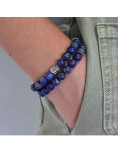 Bracelet Prophecy Buddha en double rang, perles Lapis Lazuli et argent 925 2