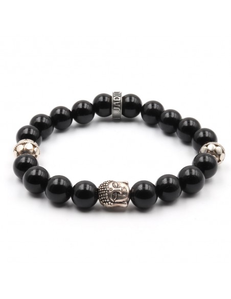 Bracelet Jadium Dark Shining Buddha en onyx noir et argent 925