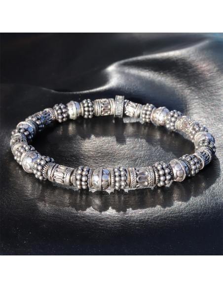 bracelet argent massif perles balinaises