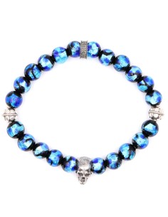 Bracelet perles de verre bleu phosphorescent crane 2