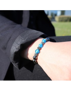 Bracelet_jadium_edition_limité_hiro_hemanite_perle_verre_bleu 2